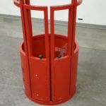 Custom One Man Basket with Sloped Roof. Front view, inward oppening gate