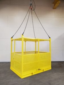 Crain suspended yellow man basket side view