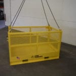 Custom Material Basket with Non-Skid Ramp. Side view