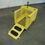 Material handling only platform, single pick with 2'' hole, ramp, and casters. Open ramp