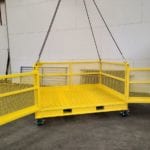 Custom Material Platform With Double Gates. Back view, open gates