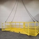 Custom Material Handling Platform with Removable Bar. Front view, open door