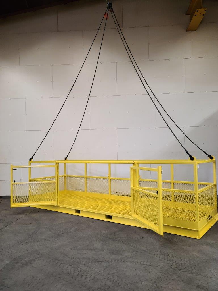 Custom Material Handling Platform with Removable Bar. Front view, open door