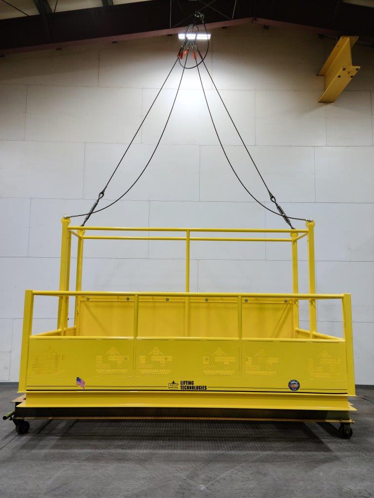 Custom Cantilever Manbasket with Overhead Structure. Front view