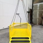 Custom Material Platform with Ramp for Crane Suspension. Front view, open ramp