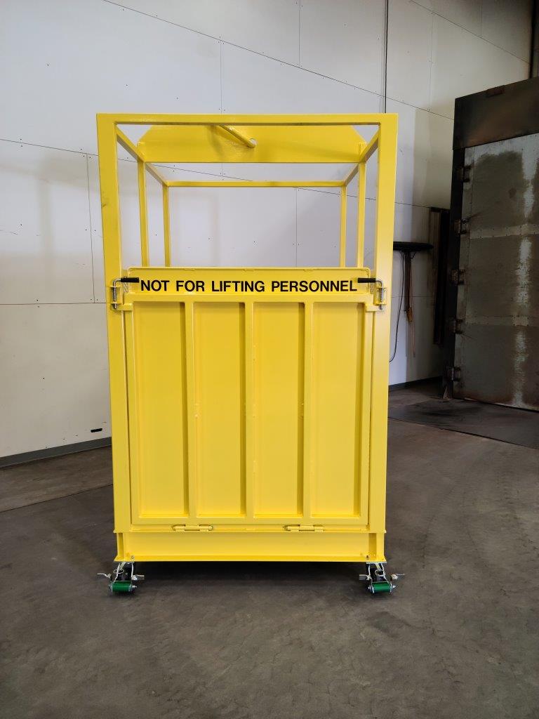 Single Pick Material Platform With Custom Tarp. Front view