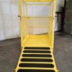 Single Pick Material Platform With Custom Tarp.Front view, open gate