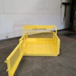 Custom Single Pick Material Basket. Front view, open gate