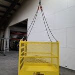 Custom Crane Suspended Material Platform with Casters. Back view