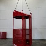 Custom Four Man Crane Suspended Platform with Escape Hatch. SIde view, open door