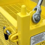Material Crane Hoisting and Forklift Transportation Platform. Close up