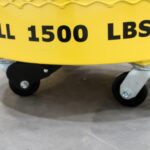 Custom Round Material Crane Hoisting Platform. Casters close up