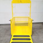 Crane-Hoisting Material Platform. Front view, open ramp