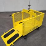 Crane Hoisting Material Platform. Open door