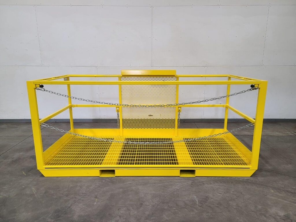 Forklift Work Platform with Removable Bar front