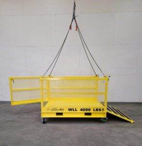 Material platform with opened gated and platform from the front